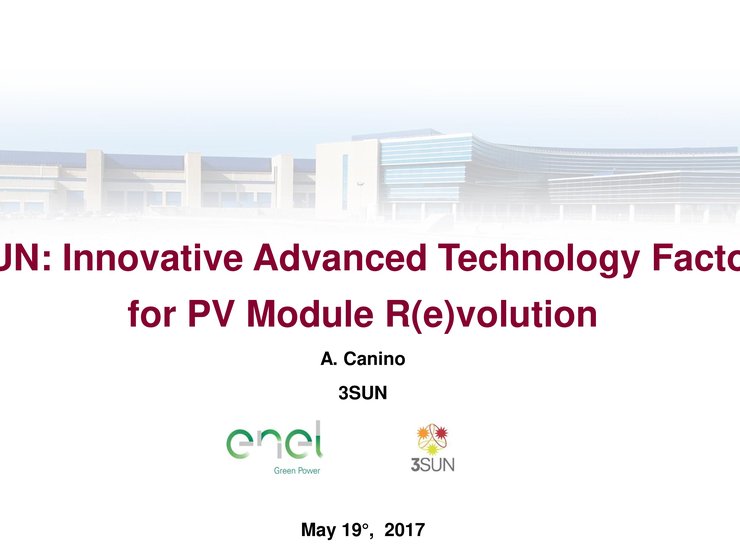 3sun: innovative advanced tecnology factory for pv module R(e)volution