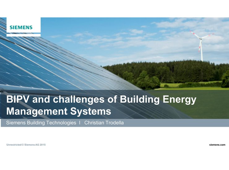 BIPV and challenges of Building Energy Management Systems