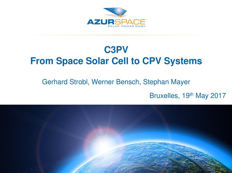 C3PV – From Space Solar Cells to CPV Systems