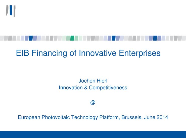 EIB financing of Innovative Enterprises