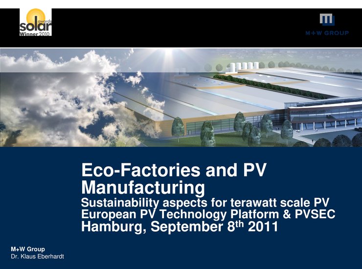 Eco-Factories and PV Manufacturing