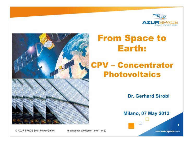 From Space to Earth: CPV – Concentrator Photovoltaics