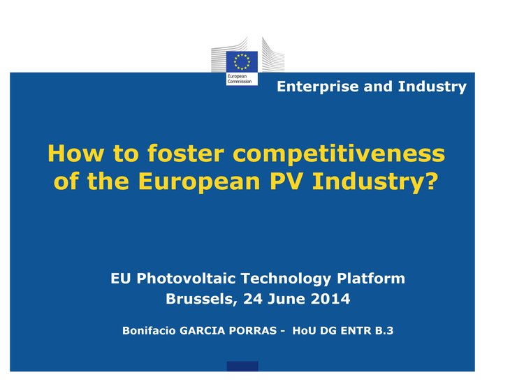 Key-note speech: How to foster competitiveness of the European PV Industry