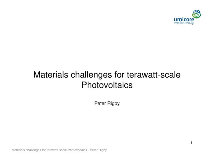 Materials challenges for terawatt-scale Photovoltaics