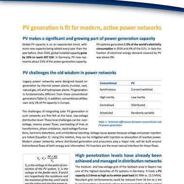 PV generation is fit for modern, active power networks - Update 2017 (August 2017)