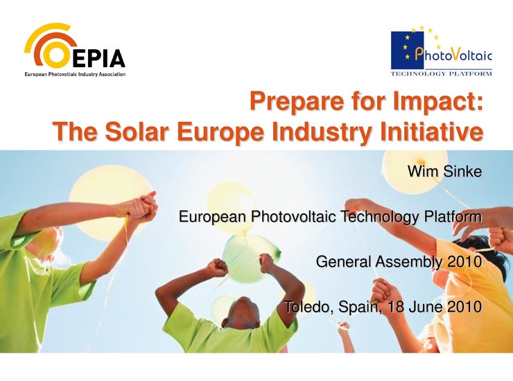 Presentation by Wim Sinke: Presentation of the SEII: Photovoltaics(PV)