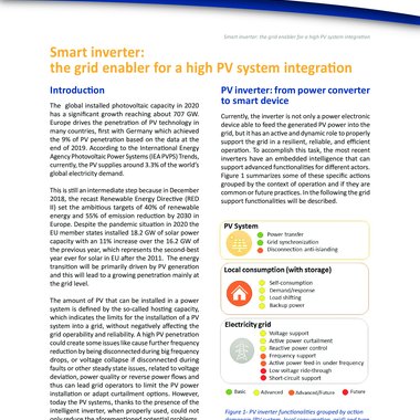 Smart inverter: the grid enabler for a high PV system integration
