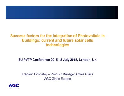 Success factors for the integration of photovoltaics in buildings, current and future solar cell technologies