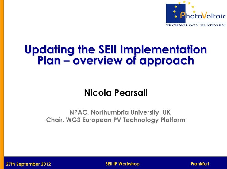 Updating the SEII Implementation Plan – overview of approach